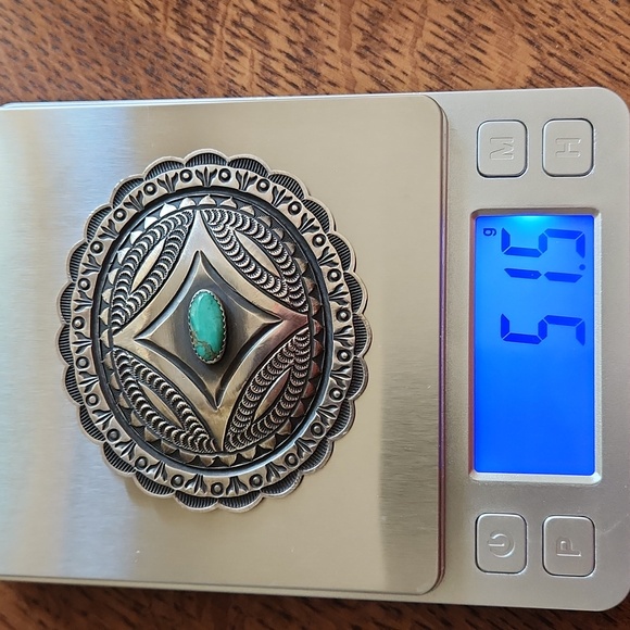 Amazing Vintage Native American Navajo Roland Dixon Concho & Turquoise Brooch 💙 - Picture 12 of 12